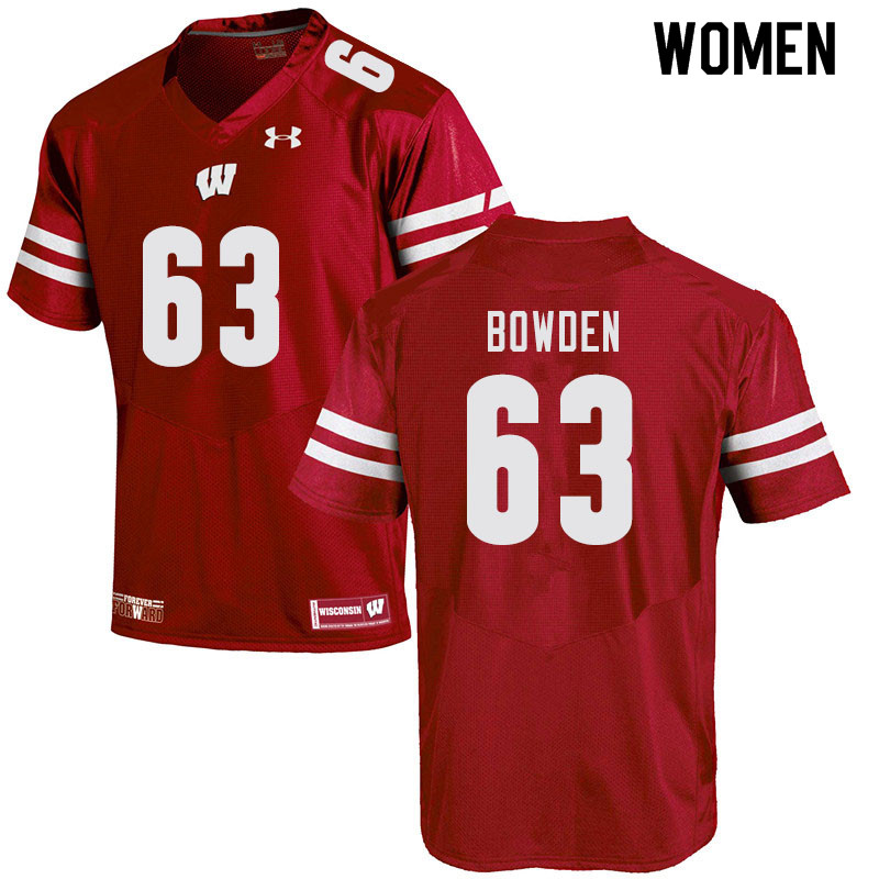 Women #63 Peter Bowden Wisconsin Badgers College Football Jerseys Sale-Red